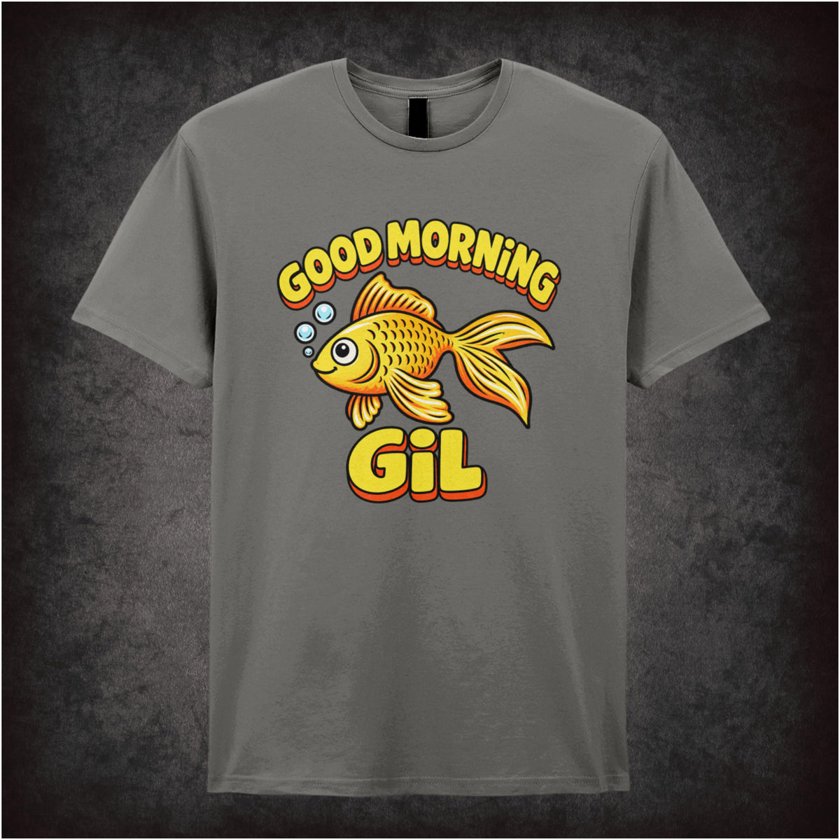 ‘good morning gil’ quote T-shirt in charcoal from What About Bob