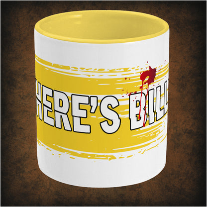 WHERE’S BILL? – Kill Bill inspired two-toned ceramic mug center featuring bold minimalist design, perfect gift for Tarantino fans, movie lovers, and collectors of cult film memorabilia.