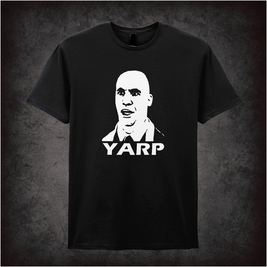 Yarp unisex black t-shirt inspired by Hot Fuzz movie soft style British comedy fan apparel
