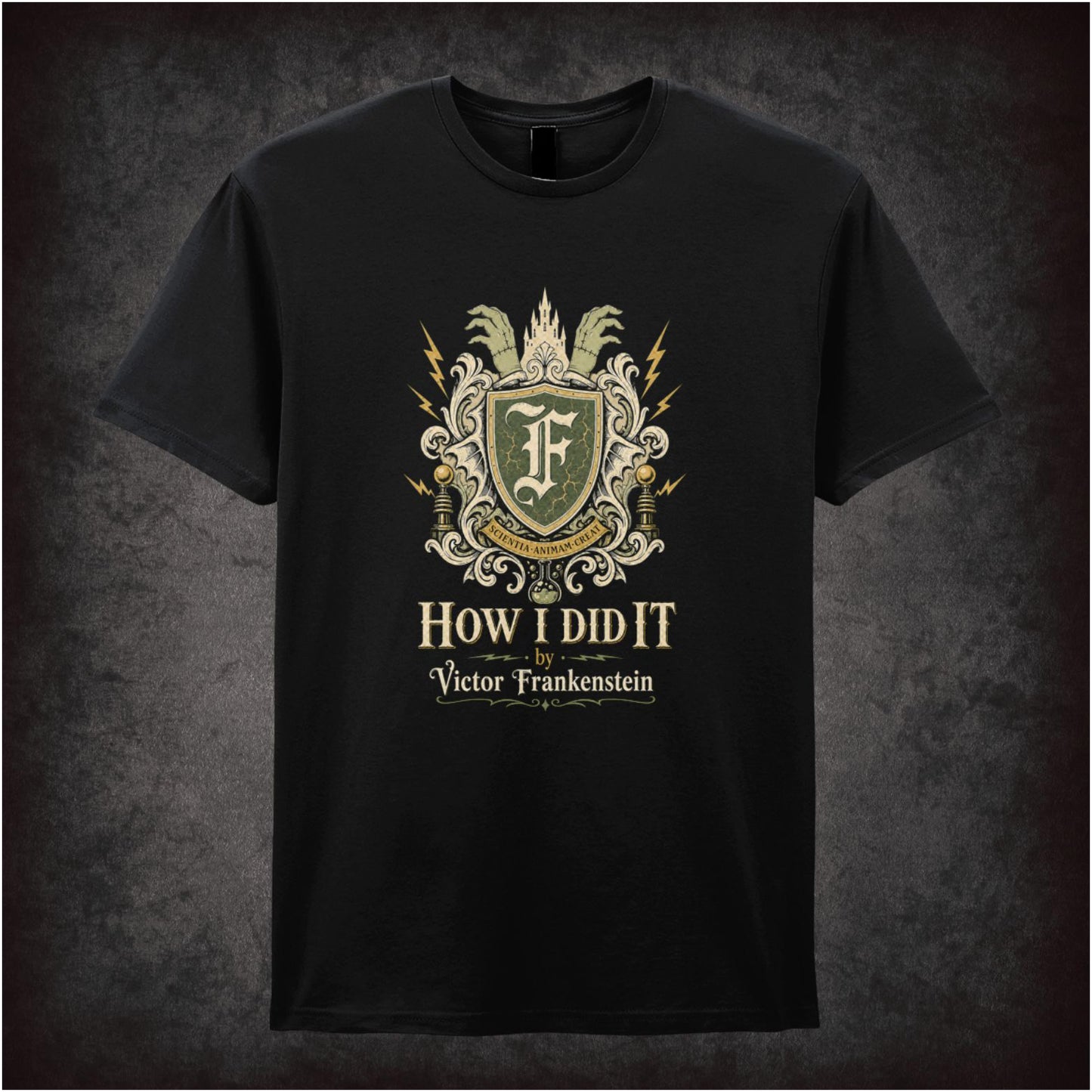 ‘How I Did It’ Victor Frankenstein crest T-shirt from Young Frankenstein