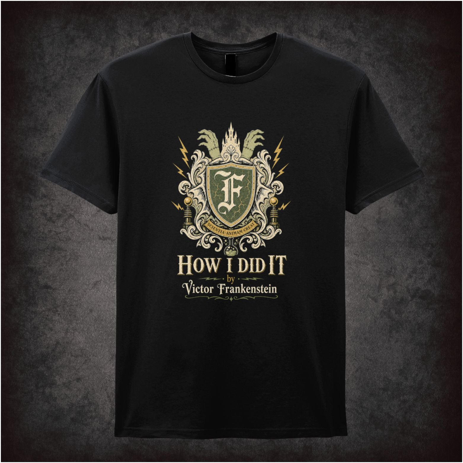 ‘How I Did It’ Victor Frankenstein crest T-shirt from Young Frankenstein