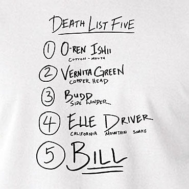 Kill Bill Inspired T Shirt - Death List Five