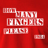 1984 Inspired T Shirt - How Many Fingers Please - George Orwell