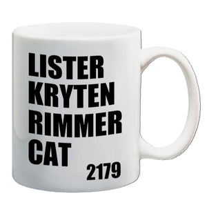 Red Dwarf Inspired Mug - Lister Kryten Rimmer Cat 2179