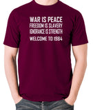 1984, George Orwell - War Is Peace - Men's T Shirt - burgundy