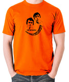 Derek And Clive - Peter Cook and Dudley Moore - Can We Have a Sensible Discussion? - Men's T Shirt - orange