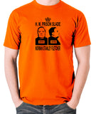 Porridge - Norman Stanley Fletcher HM Prison Slade Mug Shot - Mens T Shirt - orange