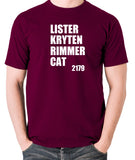 Red Dwarf - Lister Kryten Rimmer Cat 2179 - Men's T Shirt - burgundy